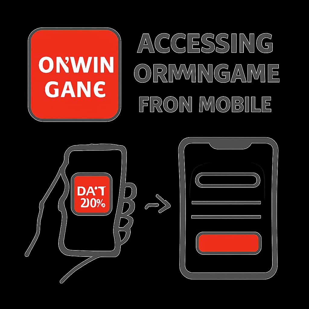 Illustration detailing steps for accessing Okwin Game on mobile.