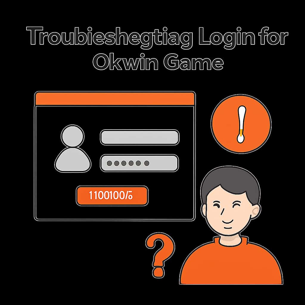 Diagram illustrating troubleshooting steps for Okwin Game login.